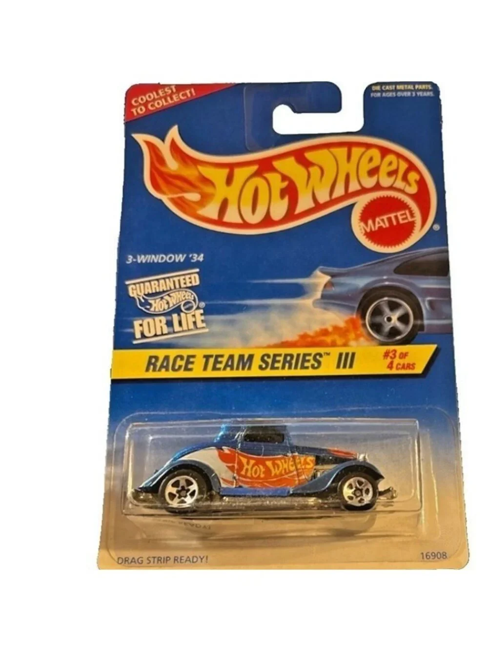 Vintage Die Cast Hot Wheels 3-Window 34 Car Race Team Series III 3/4 Cars 1996